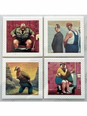 Vintage RARE Set 8 Villeroy & Boch Manfred Diex Ceramic Wall Tiles
